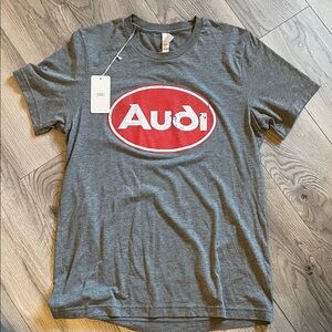 Audi Men's Gray and Red Logo T-Shirt